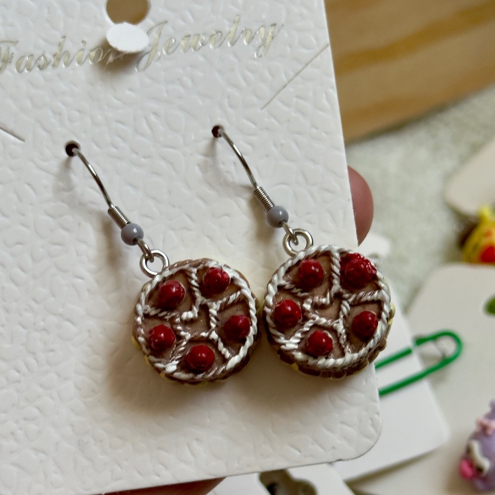 Fashion Jewelry Red Cherry Tart Dangle Earrings